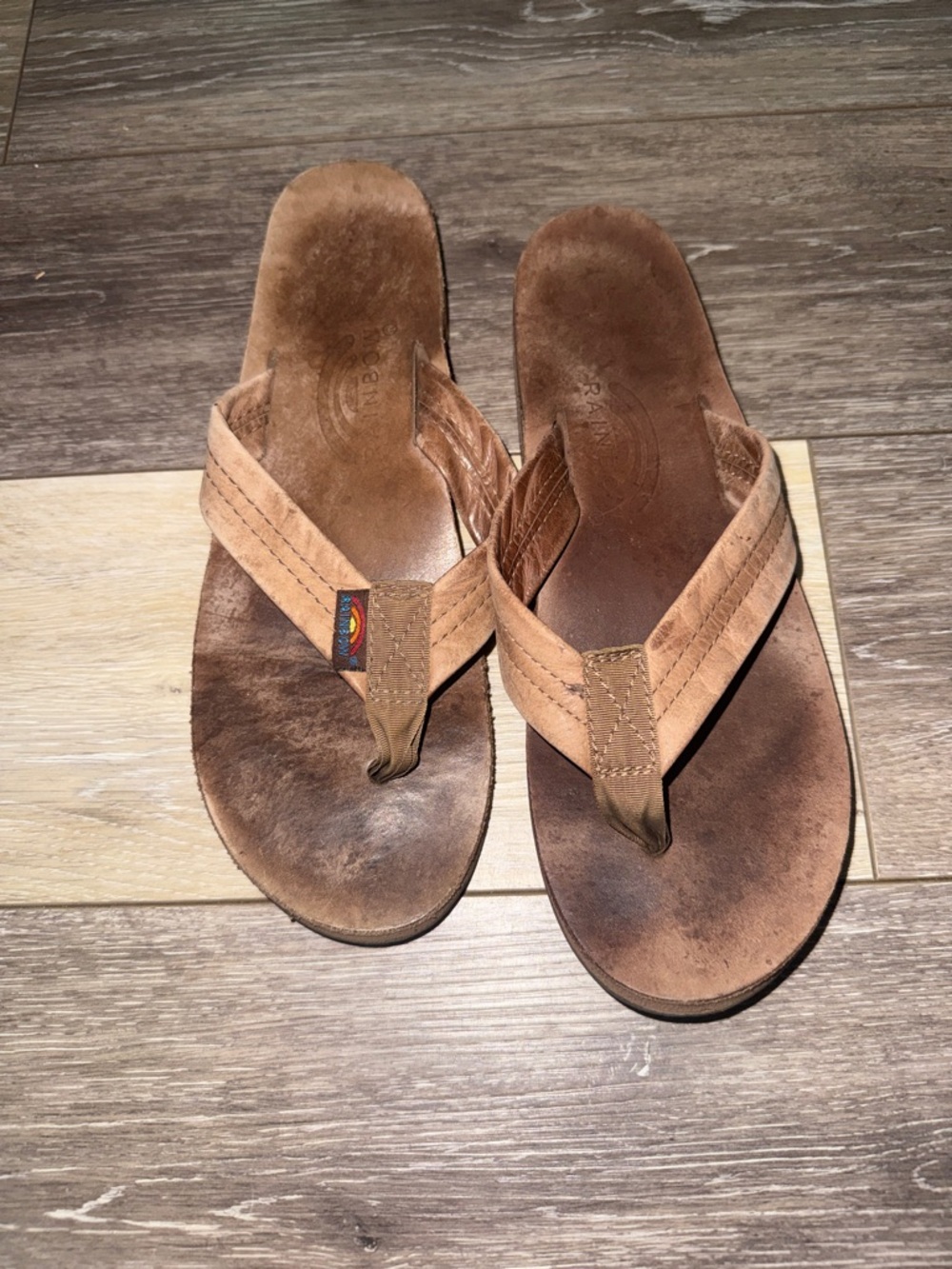 Rainbow Brown Suede Women's Flip Flop Sandals